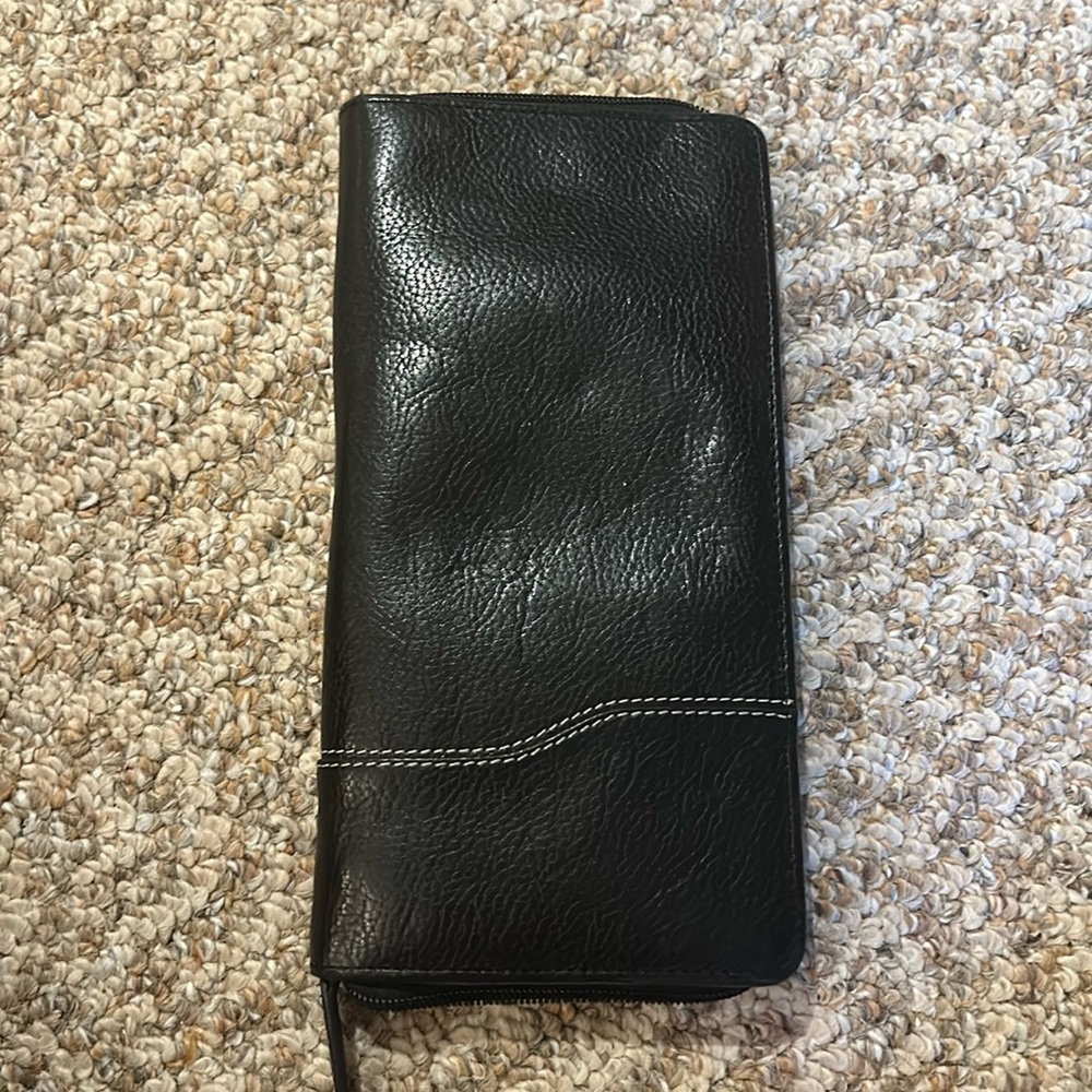 Cole Haan Black Leather executive style travel document wallet.